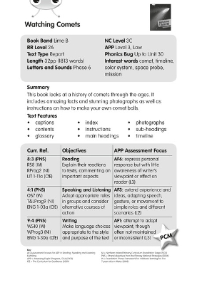 Cover of BC NF Lime B/3C Watching Comets Guided Reading Card