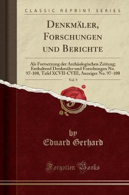 Book cover for Denkmäler, Forschungen Und Berichte, Vol. 9