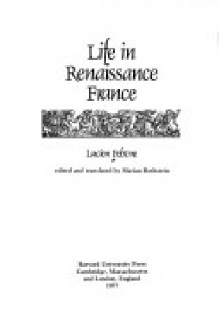 Cover of Life in Renaissance France