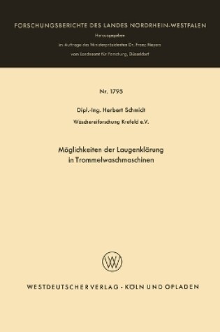Cover of M�glichkeiten der Laugenkl�rung in Trommelwaschmaschinen