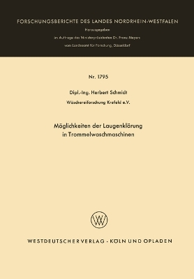 Book cover for Möglichkeiten der Laugenklärung in Trommelwaschmaschinen