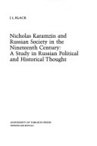 Cover of Nicholas Karamzin and Russian Society in the 19th Century