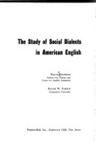 Cover of The Study of Social Dialects in American English