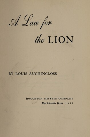 Cover of Law for the Lion