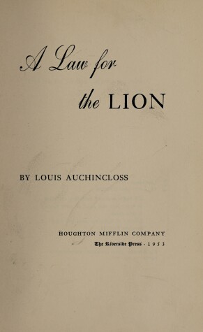 Book cover for Law for the Lion