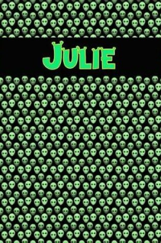 Cover of 120 Page Handwriting Practice Book with Green Alien Cover Julie