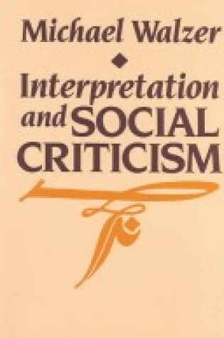 Cover of Interpretation and Social Criticism