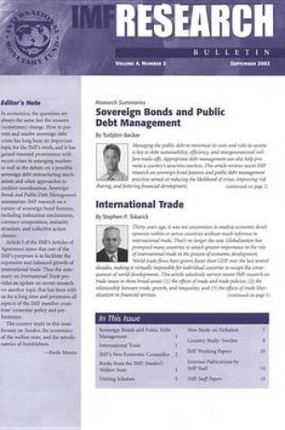 Cover of IMF Research Bulletin, September 2003