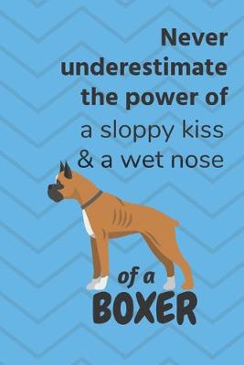 Book cover for Never underestimate the power of a sloppy kiss & a wet nose of a Boxer Dog