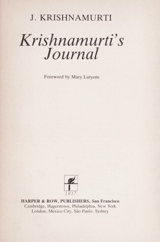 Cover of Krishnamurti's Journal