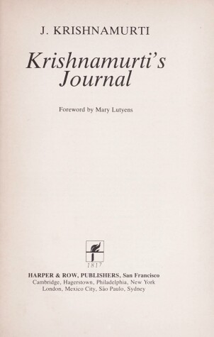 Book cover for Krishnamurti's Journal