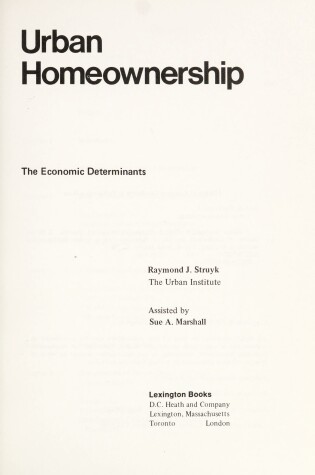 Cover of Urban Home Ownership