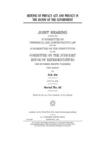Cover of Defense of Privacy Act and privacy in the hands of the government