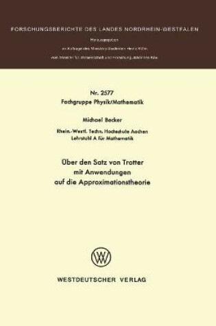 Cover of UEber den Satz von Trotter mit Anwendungen auf die Approximationstheorie