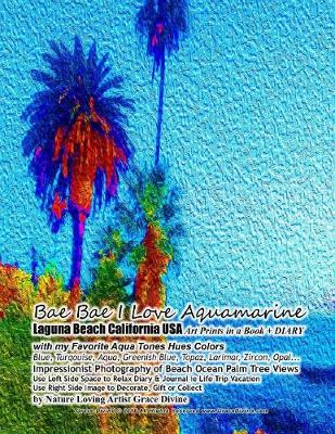 Book cover for Bae Bae I Love Aquamarine Laguna Beach California USA Art Prints in a Book + DIARY with my Favorite Aqua Tones Hues Colors Blue, Turqouise, Aqua, Greenish Blue, Topaz, Larimar, Zircon, Opal... Impressionist Photography of Beach Ocean Palm Tree Views