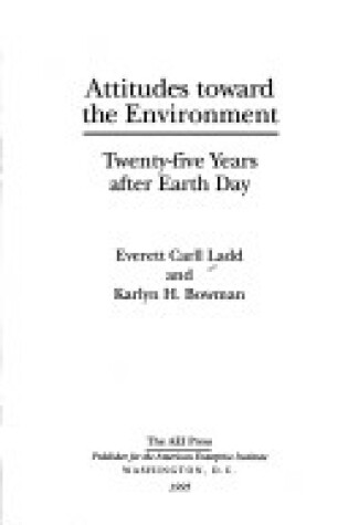 Cover of Attitudes towards the Environment