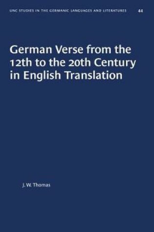 Cover of German Verse from the 12th to the 20th Century in English Translation