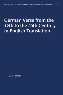 Book cover for German Verse from the 12th to the 20th Century in English Translation