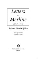 Cover of Letters to Merline, 1919-1922