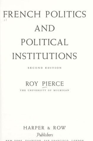 Cover of French Politics and Political Institutions