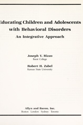 Cover of Educating Children and Adolescents with Behavioural Disorders