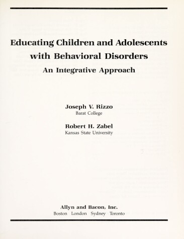 Book cover for Educating Children and Adolescents with Behavioural Disorders