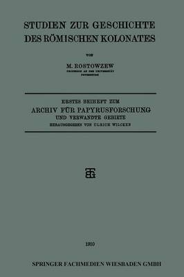 Book cover for Studien Zur Geschichte Des Roemischen Kolonates