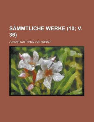 Book cover for Sammtliche Werke (10; V. 36)