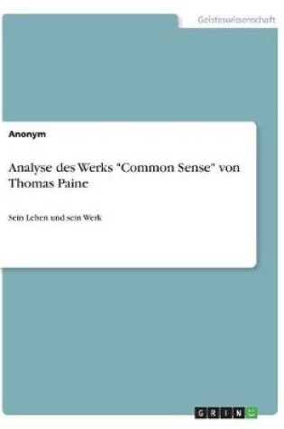 Cover of Analyse des Werks Common Sense von Thomas Paine