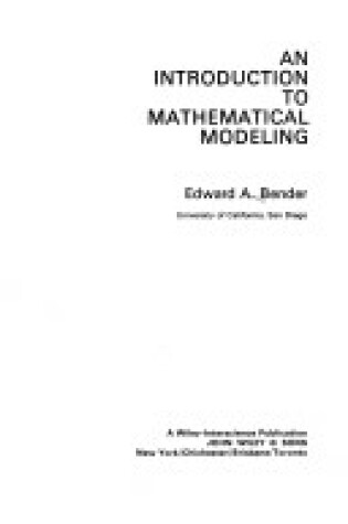 Cover of An Introduction to Mathematical Modelling