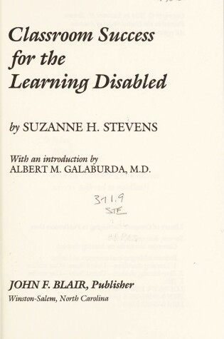 Cover of Classroom Success for the Learning Disabled