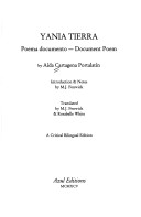 Book cover for Yania Tierra : Poema Documento-Document Poem