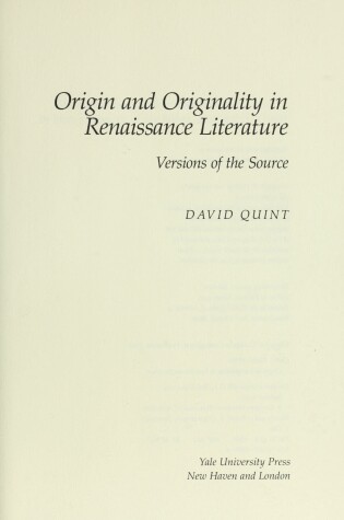 Cover of Origin and Originality in Renaissance Literature