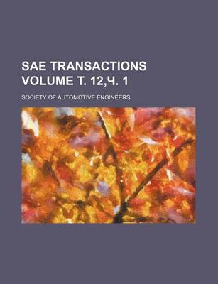 Book cover for Sae Transactions Volume . 12, . 1