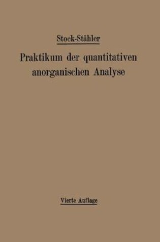 Cover of Praktikum der quantitativen anorganischen Analyse