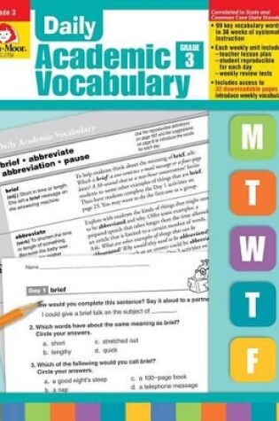 Cover of Daily Academic Vocabulary Grade 3