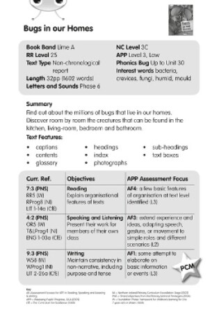 Cover of BC NF Lime A/3C Bugs in our Homes Guided Reading Card