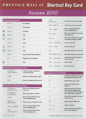 Book cover for Prentice Hall Access 2010 Shortcut Card