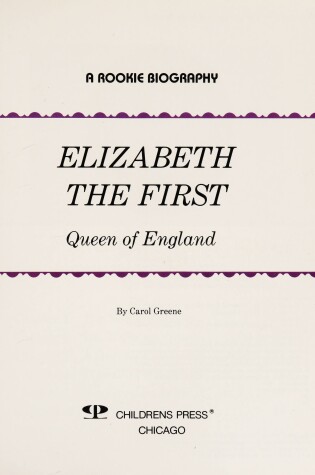 Cover of Elizabeth the First