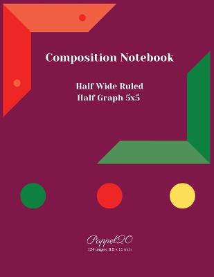Book cover for College Notebook Half Wide Ruled Half Graph 5x5124 pages 8.5x11 Inches