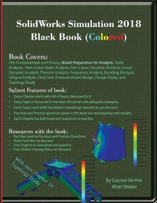 Book cover for SolidWorks Simulation 2018 Black Book (Colored)