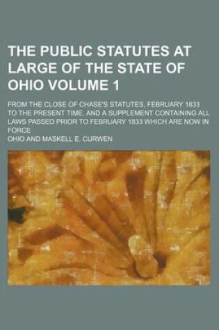 Cover of The Public Statutes at Large of the State of Ohio Volume 1; From the Close of Chase's Statutes, February 1833 to the Present Time. and a Supplement Co