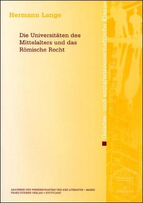 Book cover for Die Universitaten Des Mittelalters Und Das Romische Recht