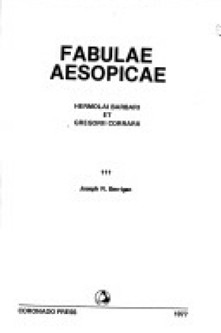 Cover of Fabulae Aesopicae