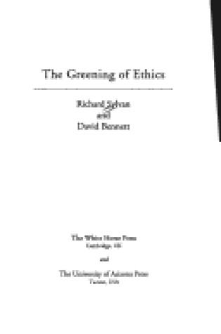 Cover of The Greening of Ethics