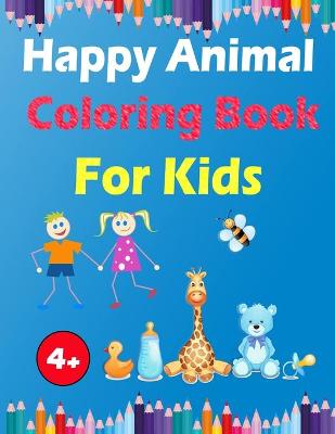 Book cover for Happy animal coloring book for kids