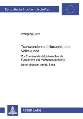 Cover of Transzendentalphilosophie Und Volkskunde