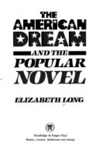 Cover of American Dream and the Popular Novel