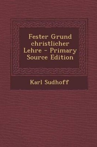 Cover of Fester Grund Christlicher Lehre