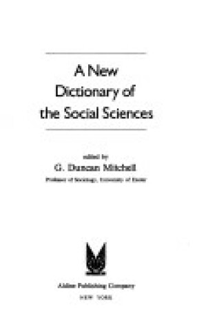 Cover of A New Dictionary of the Social Sciences